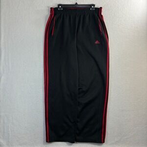 Y2K Adidas Track Pants Men LT Black Red Baggy Loose Sweatpants Tall Relaxed